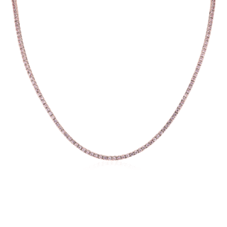 Pink Sapphire Eternity Necklace in 14k Rose Gold