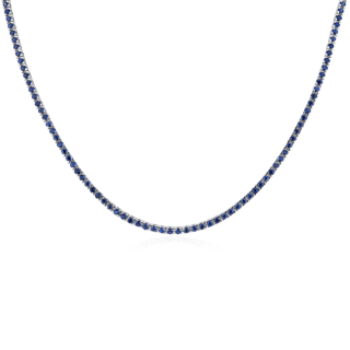 Blue Sapphire Eternity Necklace in 14k White Gold