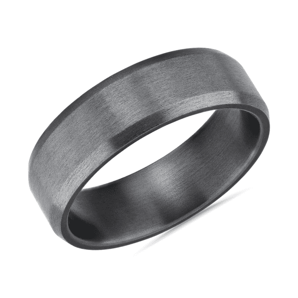 Beveled Edge Satin Finish Wedding Ring in Tantalum (7mm)