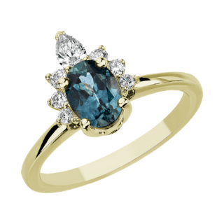 Asymmetrical Montana Blue Sapphire Ring in 14k Yellow Gold (5x7mm)