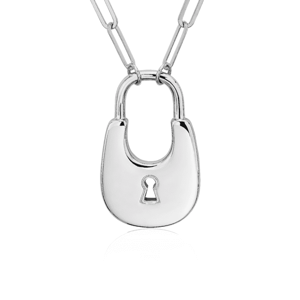 18" Padlock Necklace in Sterling Silver (3.1 mm)