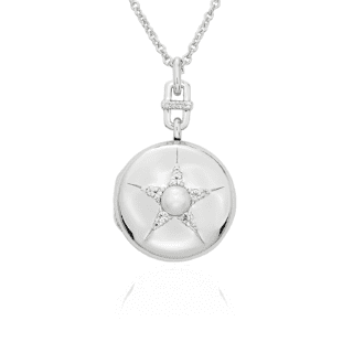 Monica Rich Kosann Round Locket with Freshwater Pearl and White Topaz Accents in Sterling Silver