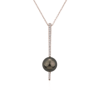 Tahitian Pearl and Diamond Pendant in 14k Rose Gold (8-9mm)