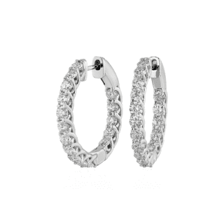 Tessere Eternity Diamond Hoop Earrings in 14k White Gold (2 ct. tw.)