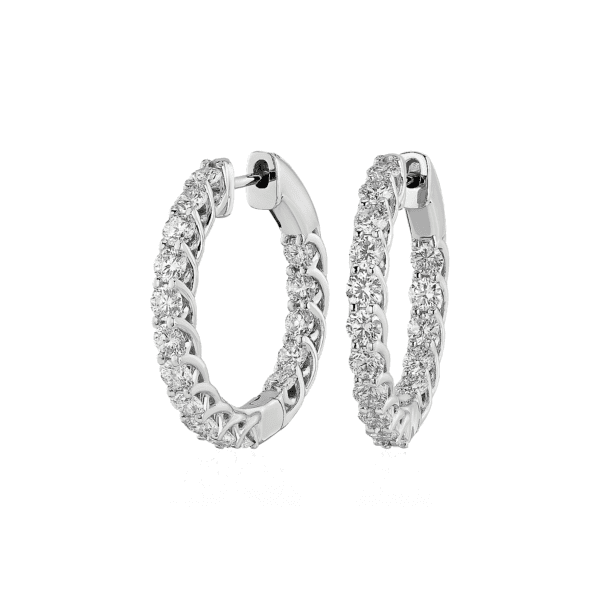 Tessere Eternity Diamond Hoop Earrings in 14k White Gold (2 ct. tw.)