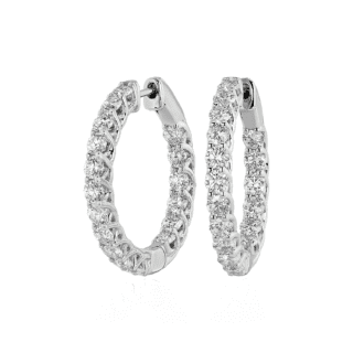 Tessere Eternity Diamond Hoop Earrings in 14k White Gold (3 ct. tw.)