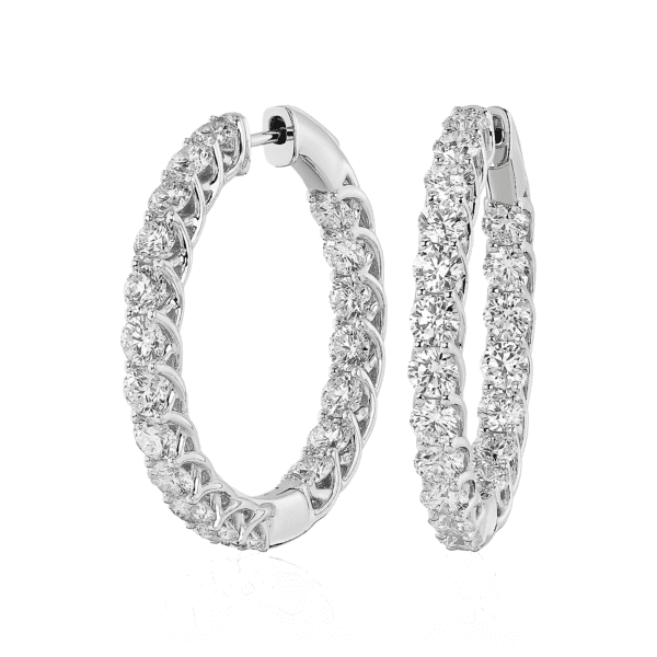 Tessere Eternity Diamond Hoop Earrings in 14k White Gold (5 ct. tw.)