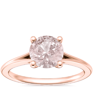 Petite Split Shank Solitaire Engagement Ring with Round Morganite in 14k Rose Gold (6.5mm)