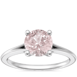 Petite Split Shank Solitaire Engagement Ring with Round Morganite in 18k White Gold (6.5mm)