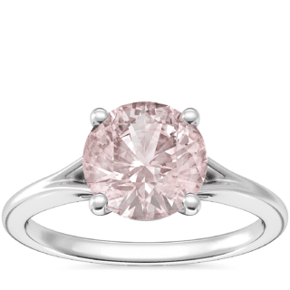 Petite Split Shank Solitaire Engagement Ring with Round Morganite in Platinum (8mm)