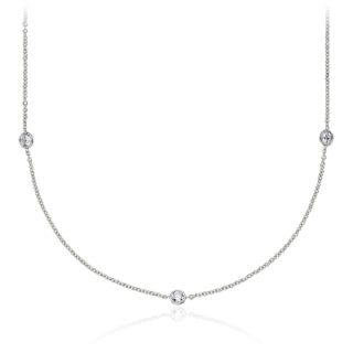 Bezel-Set Stationed Diamond Necklace in 14K White Gold (3/4 ct. tw.)