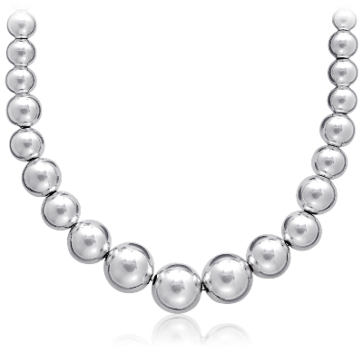 18" Graduated Bead Necklace in Sterling Silver (4-10 mm) 18" Graduated Bead Necklace in Sterling Silver (4-10 mm)